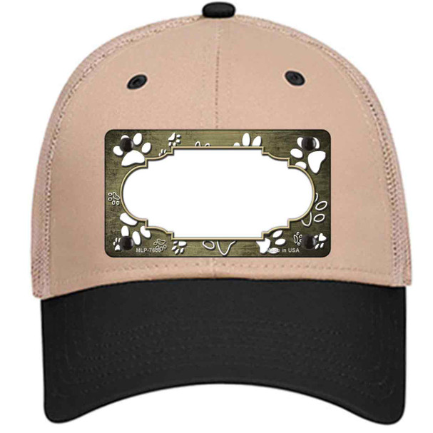 Paw Scallop Gold White Novelty License Plate Hat