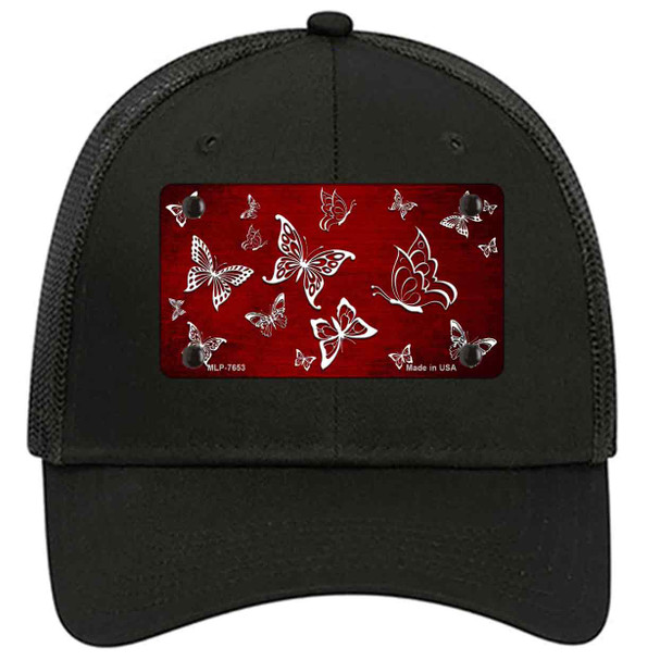 Red White Butterfly Oil Rubbed Novelty License Plate Hat