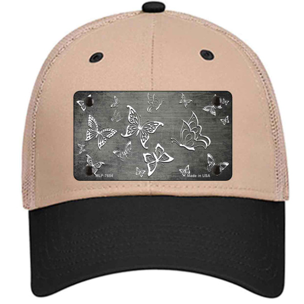 Gray White Butterfly Oil Rubbed Novelty License Plate Hat