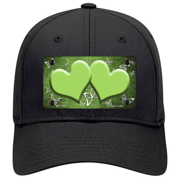Lime Green White Hearts Butterfly Oil Rubbed Novelty License Plate Hat