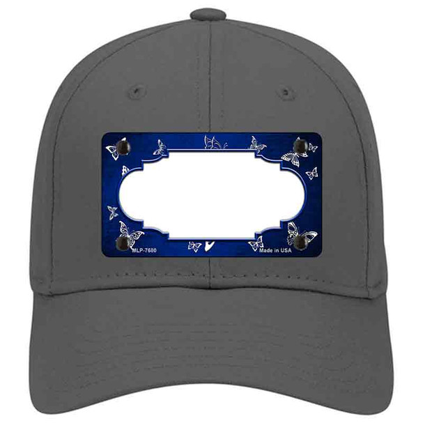 Blue White Scallop Butterfly Oil Rubbed Novelty License Plate Hat