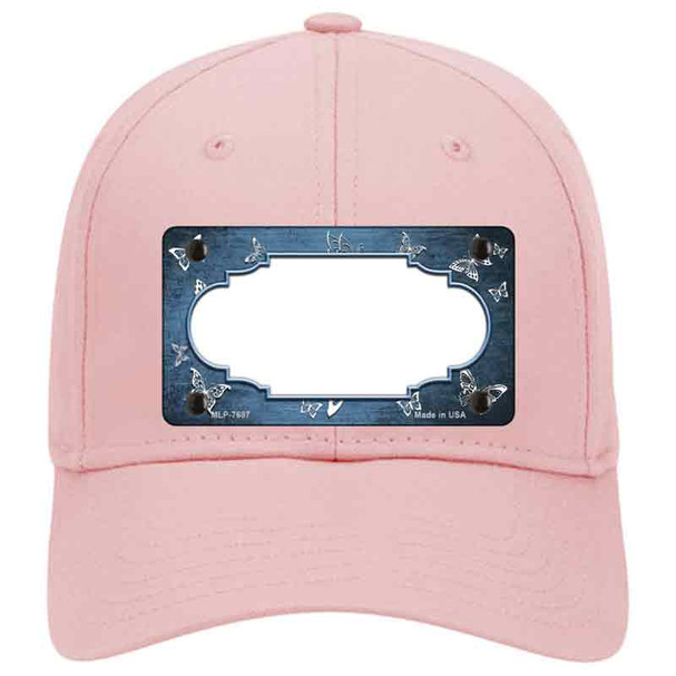 Light Blue White Scallop Butterfly Oil Rubbed Novelty License Plate Hat