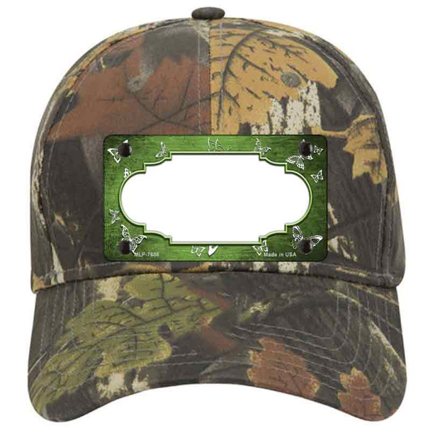 Lime Green White Scallop Butterfly Oil Rubbed Novelty License Plate Hat