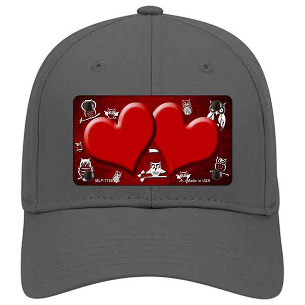 Red White Owl Hearts Oil Rubbed Novelty License Plate Hat