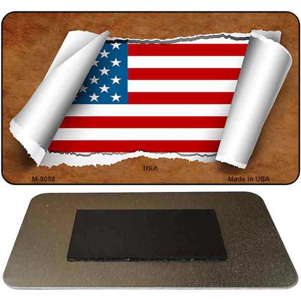 American Flag Scroll Novelty Metal Magnet M-9058