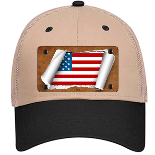 American Flag Scroll Novelty License Plate Hat