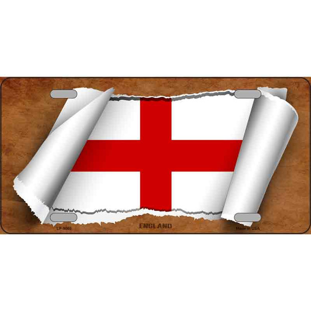 England Flag Scroll Metal Novelty License Plate
