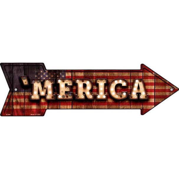 Merica Bulb Lettering Novelty Metal Arrow Sign