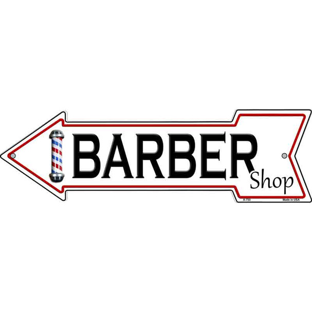 Barber Shop Left Novelty Metal Arrow Sign