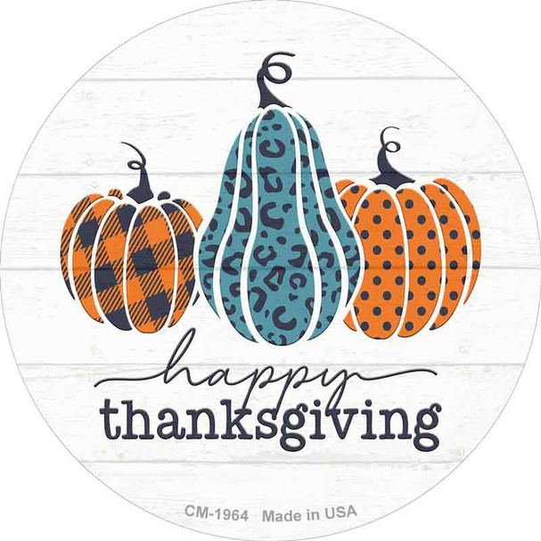 Happy Thanksgiving Pumpkins Novelty Circle Coaster Set of 4