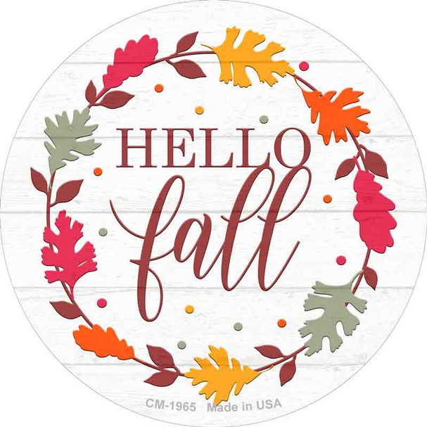 Hello Fall Leaves Novelty Circle Coaster Set of 4