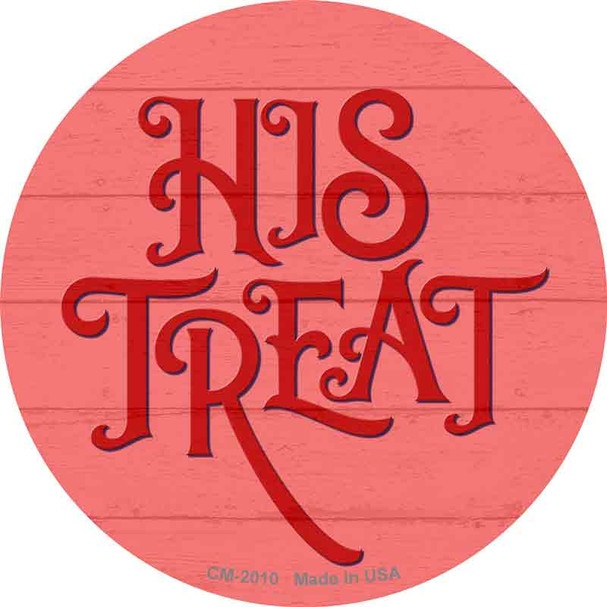 His Treats Red Novelty Circle Coaster Set of 4