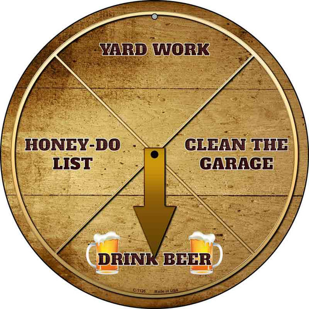 Drink Beer Novelty Metal Circle Sign