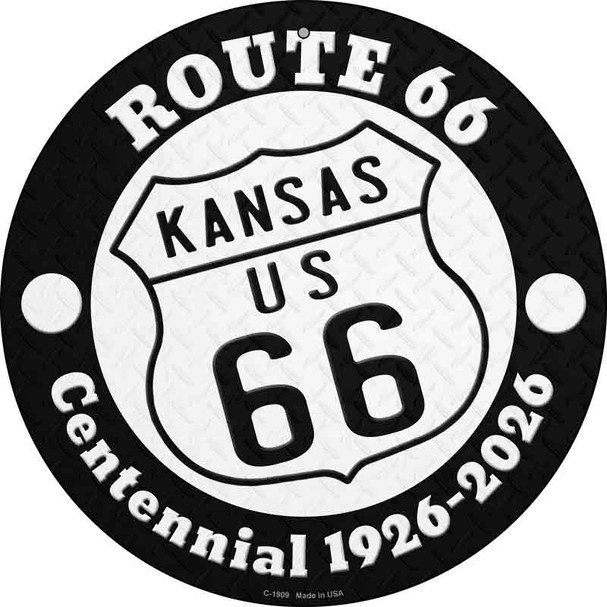 Kansas Route 66 Centennial Novelty Metal Circle Sign
