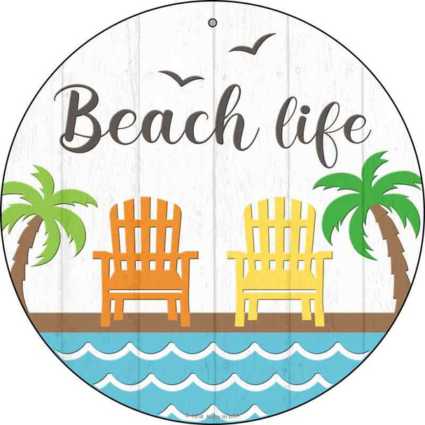 Beach Life Novelty Metal Circle Sign