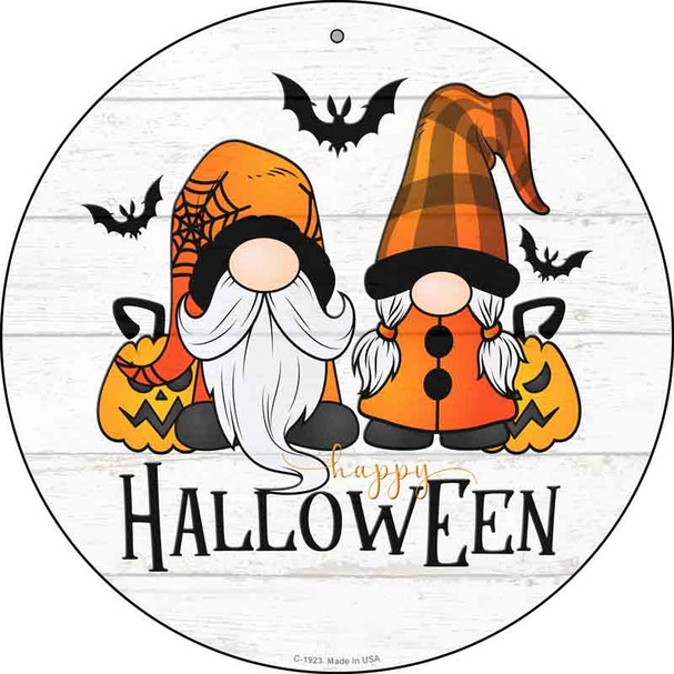 Happy Halloween Spooky Gnomes Novelty Metal Circle Sign