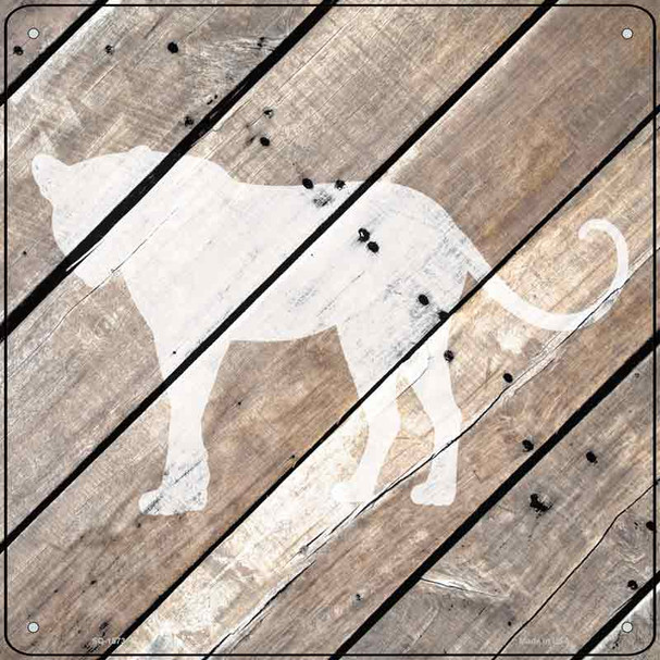 Puma Silhouette Wood Plank Novelty Metal Square Sign