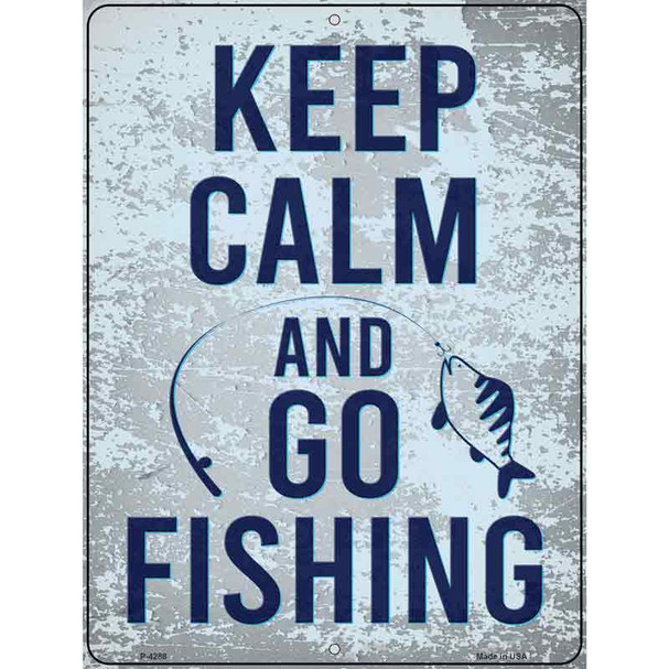 Keep Calm Go Fishing Novelty Metal Parking Sign