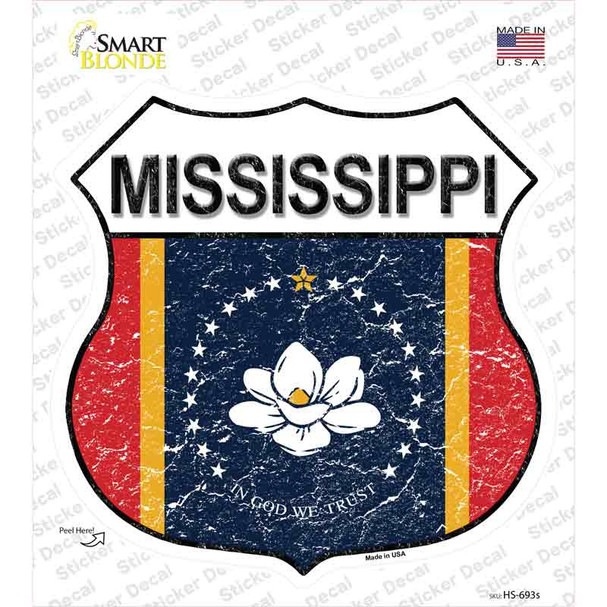 Mississippi Magnolia State Flag Novelty Highway Shield Sticker Decal