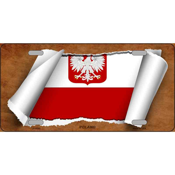 Poland/Eagle Flag Scroll Novelty Metal License Plate