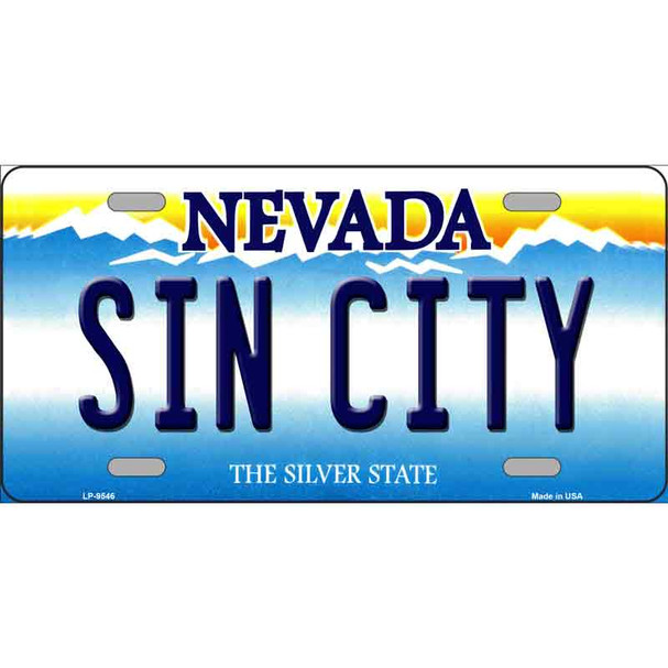 Sin City Nevada Background Novelty Metal License Plate