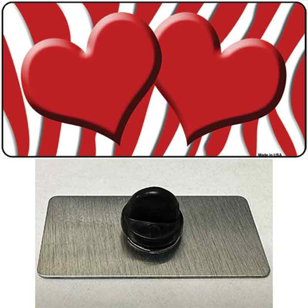 Red White Zebra Red Centered Hearts Wholesale Novelty Metal Hat Pin