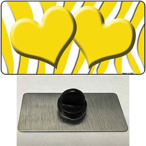 Yellow White Zebra Yellow Centered Hearts Wholesale Novelty Metal Hat Pin