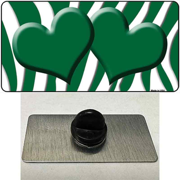 Green White Zebra Green Centered Hearts Wholesale Novelty Metal Hat Pin