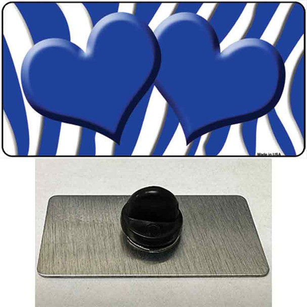 Blue White Zebra Blue Centered Hearts Wholesale Novelty Metal Hat Pin
