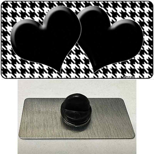 White Black Houndstooth Black Center Hearts Wholesale Novelty Metal Hat Pin