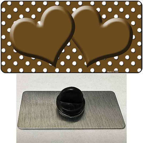 Brown White Polka Dot Center Hearts Wholesale Novelty Metal Hat Pin