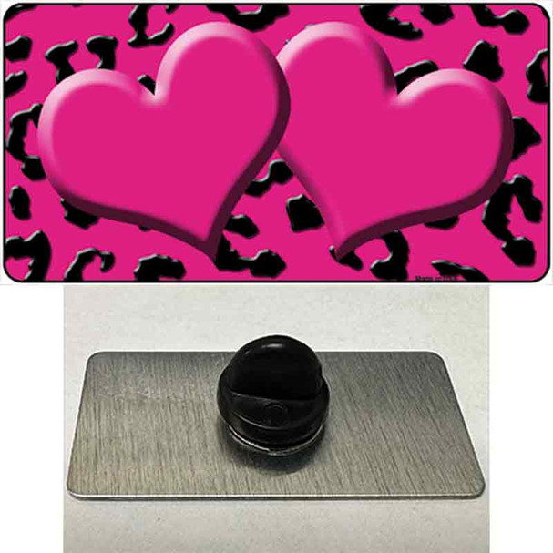 Pink Black Cheetah Pink Center Hearts Wholesale Novelty Metal Hat Pin