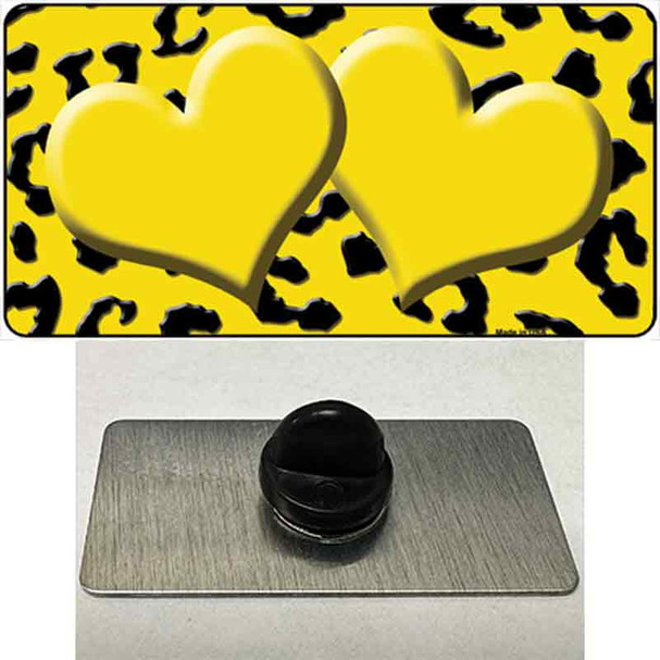 Yellow Black Cheetah Yellow Center Hearts Wholesale Novelty Metal Hat Pin