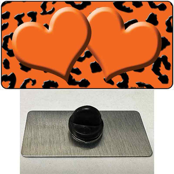 Orange Black Cheetah Orange Center Hearts Wholesale Novelty Metal Hat Pin