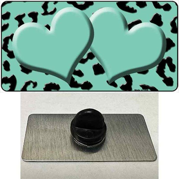 Mint Black Cheetah Mint Center Hearts Wholesale Novelty Metal Hat Pin