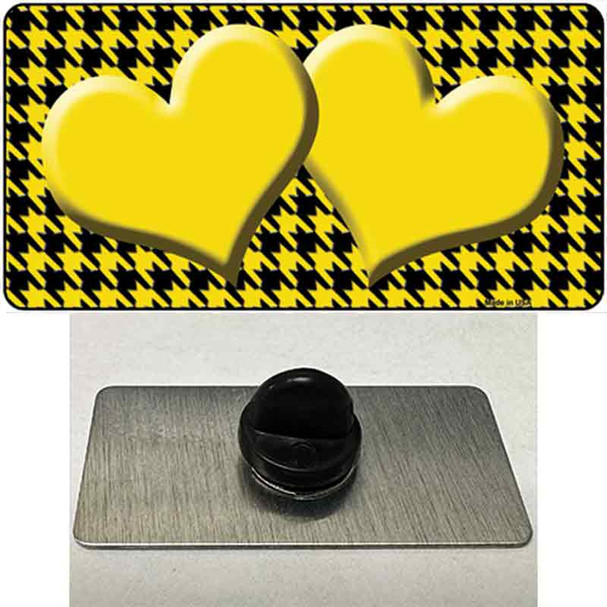 Yellow Black Houndstooth Yellow Center Hearts Wholesale Novelty Metal Hat Pin