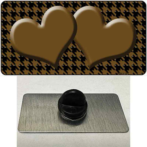 Brown Black Houndstooth Brown Center Hearts Wholesale Novelty Metal Hat Pin