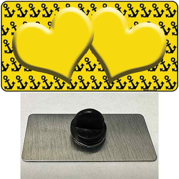 Yellow Black Anchor Yellow Heart Center Wholesale Novelty Metal Hat Pin