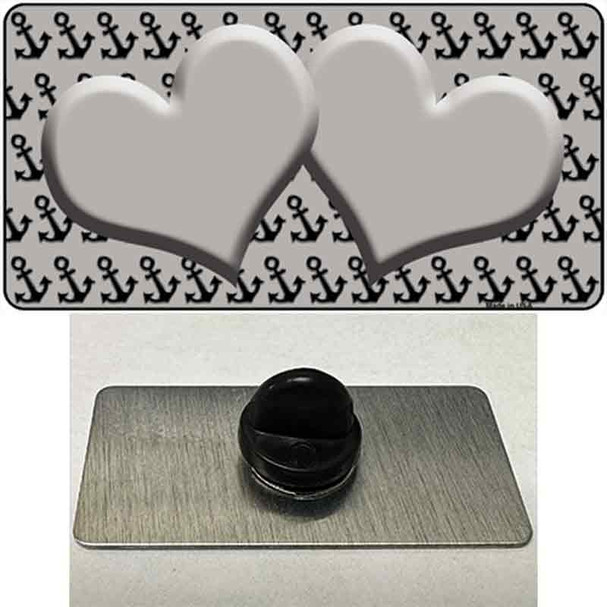 Grey Black Anchor Grey Heart Center Wholesale Novelty Metal Hat Pin