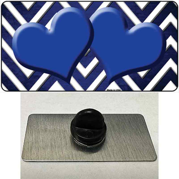 Blue White Hearts Chevron Oil Rubbed Wholesale Novelty Metal Hat Pin