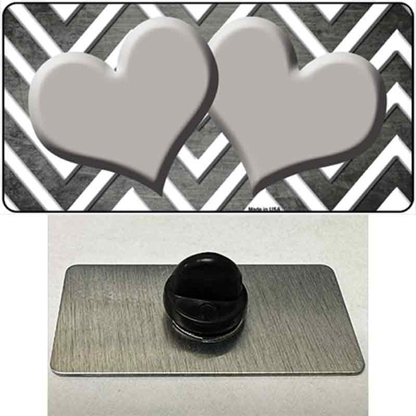 Gray White Hearts Chevron Oil Rubbed Wholesale Novelty Metal Hat Pin