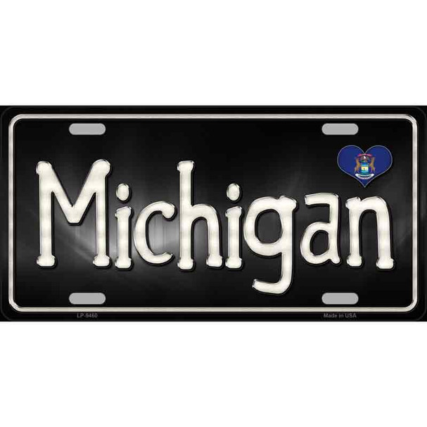 Michigan Flag Script Metal Novelty License Plate