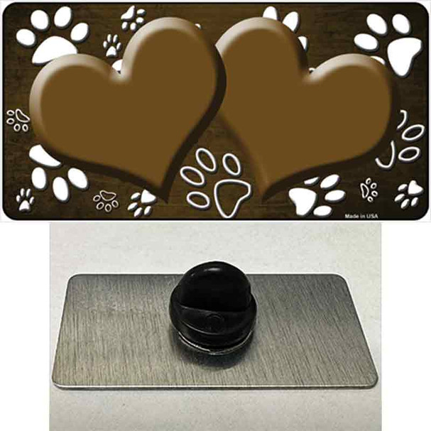Paw Heart Brown White Wholesale Novelty Metal Hat Pin