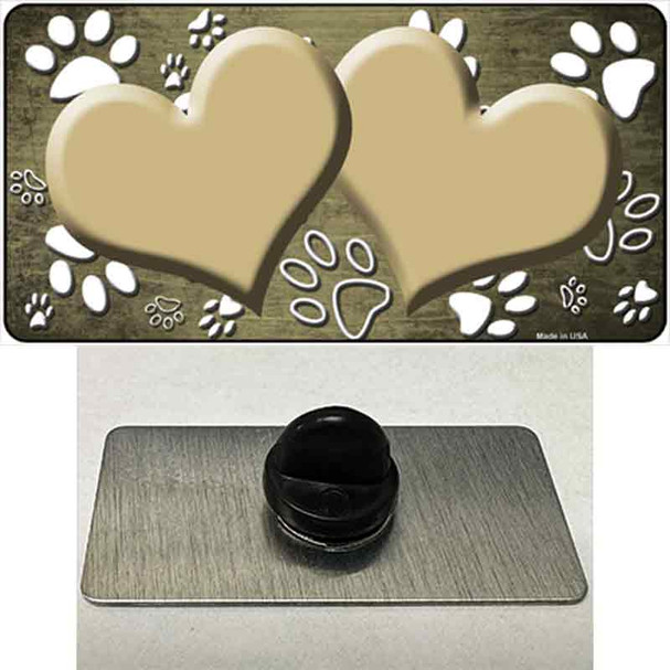 Paw Heart Gold White Wholesale Novelty Metal Hat Pin