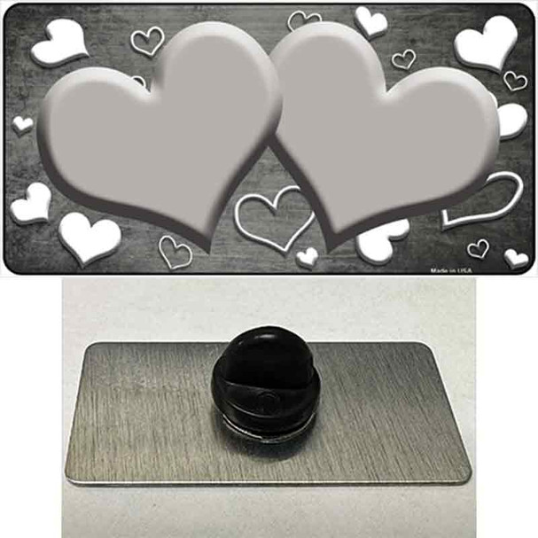 Gray White Love Hearts Oil Rubbed Wholesale Novelty Metal Hat Pin