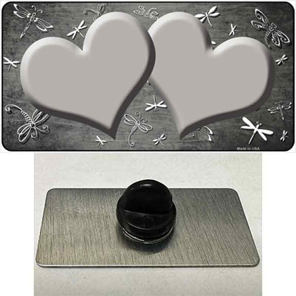 Gray White Dragonfly Hearts Oil Rubbed Wholesale Novelty Metal Hat Pin