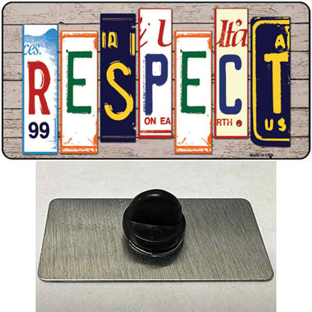 Respect Wood License Plate Art Wholesale Novelty Metal Hat Pin