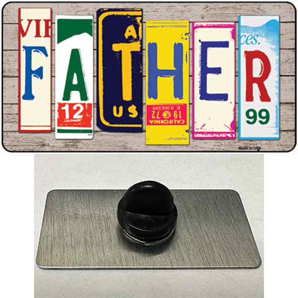 Father Wood License Plate Art Wholesale Novelty Metal Hat Pin