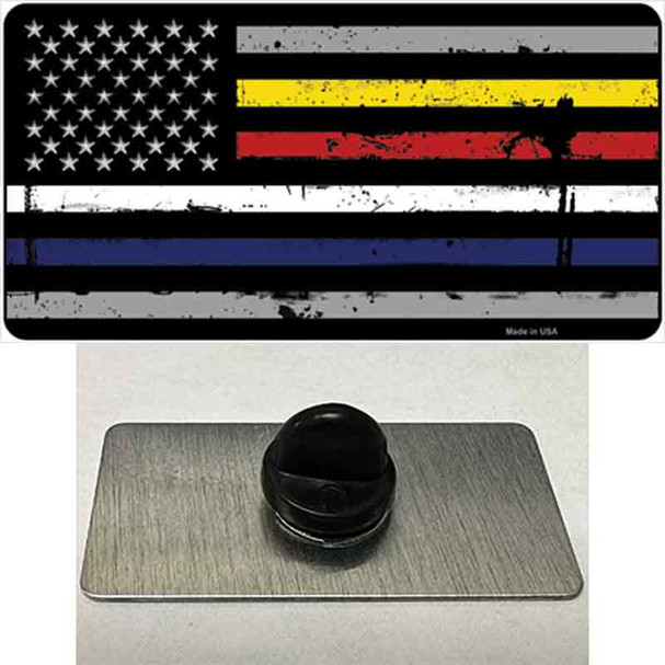 American Flag Police / Fire / EMS Wholesale Novelty Metal Hat Pin