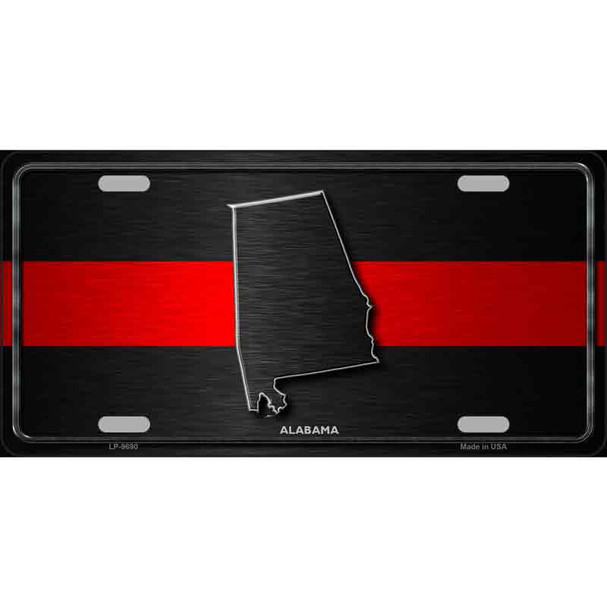 Alabama Thin Red Line Metal Novelty License Plate